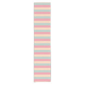Pastel Kleuren Roze Perzik Blauwgroen Gestreepte S Korte Tafelloper (Voorkant)