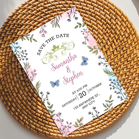 Pastel kleuren schets illustratieve bloem Bewaar d Kaart