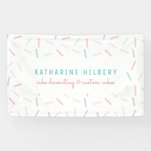 Pastel Kleuren Sprinkles Witte Taart Decoreren Spandoek