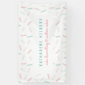 Pastel Kleuren Sprinkles Witte Taart Decoreren Spandoek (Verticaal)