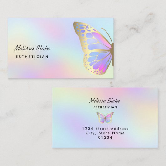Pastel Kleuren Vlinder logo Visitekaartje (Voorkant / Achterkant)