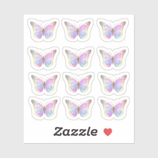 Pastel kleuren vlinders sticker (Vel)