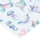 Pastel kleuren zee dieren patroon korte tafelloper (Hoek)