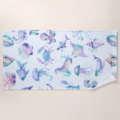 Pastel kleuren zee dieren patroon strandlaken (Voorkant)