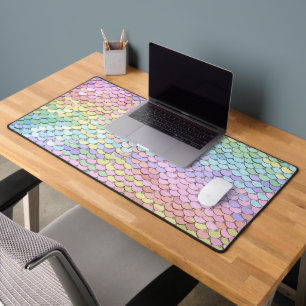 pastel kleuren zeemeermin faux sequin bureaumat