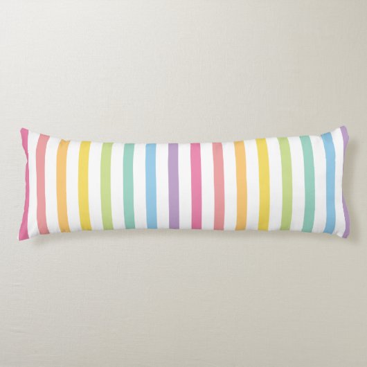 Pastel-kleurenregenboogstrips Lichaamskussen (Voorkant)