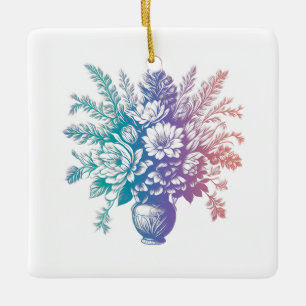 pastel kleurrijk Floral design Keramisch Ornament