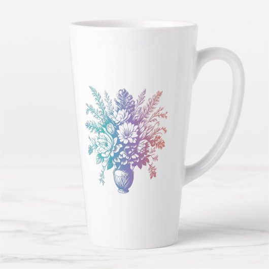 pastel kleurrijk Floral design Latte Mok (Rechts)