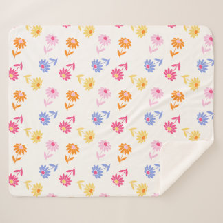 Pastel Kleurrijke Bloemen Naadloos Patroon Sherpa Deken