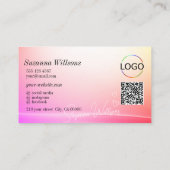  pastel kleurrijke gebogen decor Logo QR-code Visitekaartje (Achterkant)