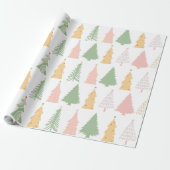 Pastel Kleurrijke Kerst Bomen Wrapping Papier (Uitgerold)