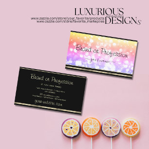 Pastel kleurrijke regenboog Glitter Stars Black Go Visitekaartje