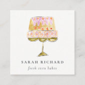 Pastel Kleurrijke Waterverf Cake Bakkerij QR Code Vierkante Visitekaartje (Voorkant)