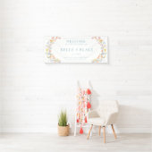 Pastel Kleurrijke Waterverf Wildflower Wedding Spandoek (Insitu)