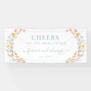 Pastel Kleurrijke Wildflower & Meadow Flower Weddi Spandoek