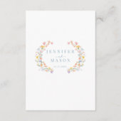 Pastel Kleurrijke Wildflowers Wedding Menu Kaarten (Achterkant)