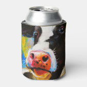 Pastel Koe Portret Modern Schilderen Blikjeskoeler (Blikje Voorkant)