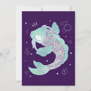 Pastel Koi Vis Whimsicale Volks Kunst Onderwater Bedankkaart