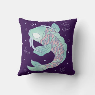 Pastel Koi Vis Whimsicale Volks Kunst Onderwater Kussen