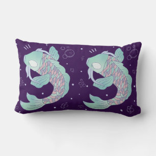Pastel Koi Vis Whimsicale Volks Kunst Onderwater Kussen