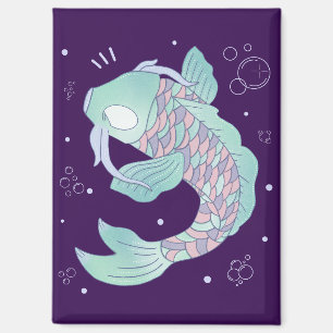 Pastel Koi Vis Whimsicale Volks Kunst Onderwater Magneet