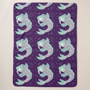 Pastel Koi Vis Whimsicale Volks Kunst Onderwater Sherpa Deken