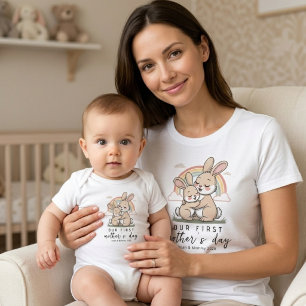 Pastel Konijn Moeder Baby Liefde Eerste Moederdag  T-shirt
