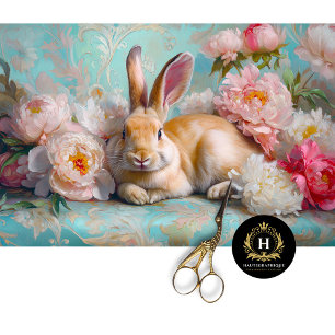 Pastel Konijn & Pioen Paasvakantie Decoupage Tissuepapier