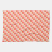 Pastel Koraal Geometrisch Checkerboard Theedoek (Horizontaal)