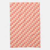 Pastel Koraal Geometrisch Checkerboard Theedoek (Verticaal)