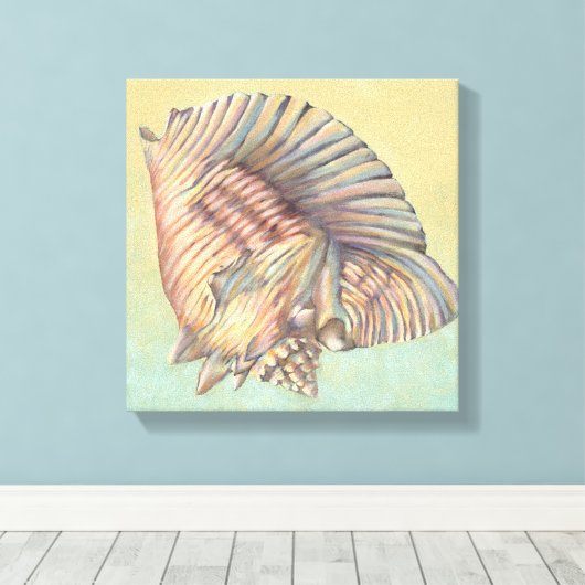 Pastel Large Conch Shell Canvas Afdruk (Insitu (Houten vloer))