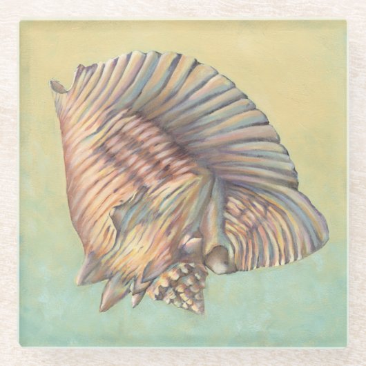Pastel Large Conch Shell Glazen Onderzetter (Voorkant)