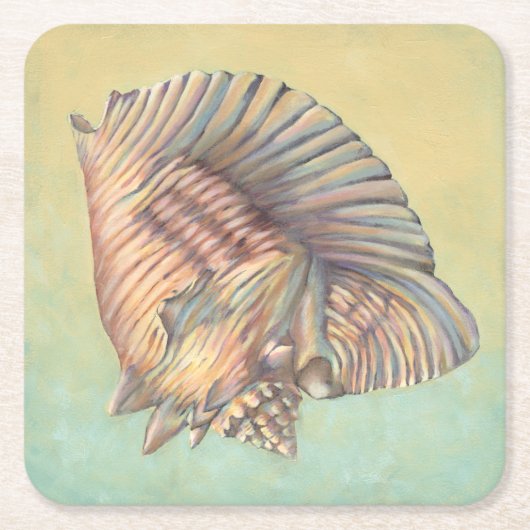 Pastel Large Conch Shell Vierkante Kartonnen Onderzetter (Voorkant)
