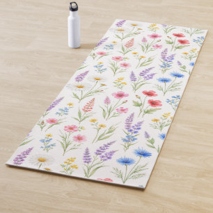 Pastel Lavendel Blauwe Zalm Roze Wilde Bloemen 2 Yogamat
