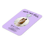 Pastel Lavendel Diamond Ring Bling Save the Date Magneet (Linkerzijde)