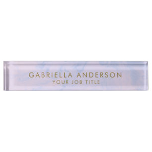 Pastel Lavendel Marmer Girly Professionele Kantoor Naambordje