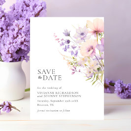 Pastel Lavendel Paarse Violet Wild Flowers Bruilof Save The Date