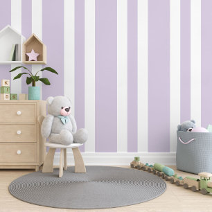 Pastel Lavendel Paarse witte strepen Patroon Behang