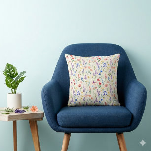 Pastel Lavendel Roze Blauwe Zalm Wilde Bloem Kussen