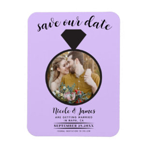 Pastel Lavendel trouwring foto Save the Date Magneet
