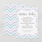 Pastel Lavender en Aqua Zig Zag Baby Informatiekaartje (Voorkant / Achterkant)