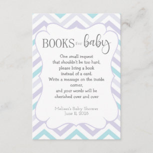 Pastel Lavender en Aqua Zig Zag Baby Informatiekaartje