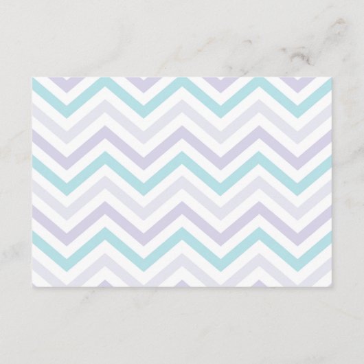 Pastel Lavender en Aqua Zig Zag Baby Informatiekaartje (Achterkant)