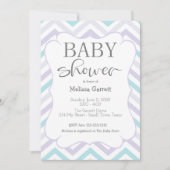 Pastel Lavender et Aqua Zig Zag Baby Invitation (Devant)