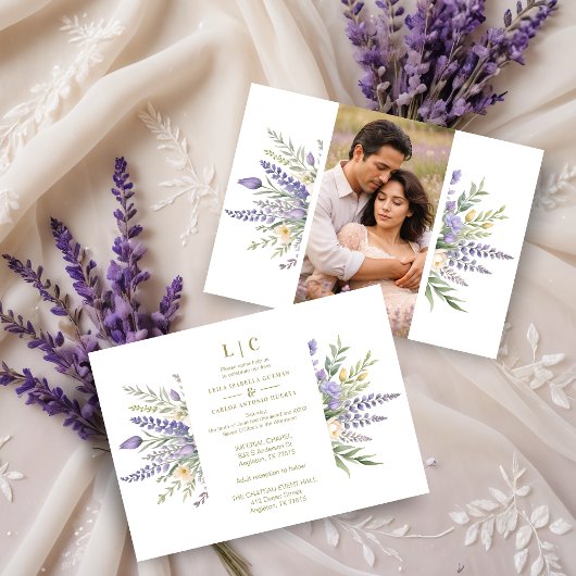 Pastel Lavender Flowers & Greenery Elegant Spring Kaart
