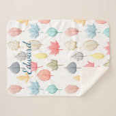 Pastel Leaves Sherpa Deken (Voorkant (horizontaal))