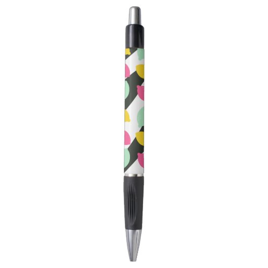 Pastel Lemon Colorful Fruit Black Stripes Pen (Voorkant Verticaal)