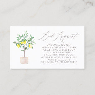 Pastel Lemon Tree Baby shower Book Request Kaart Plaatskaartje