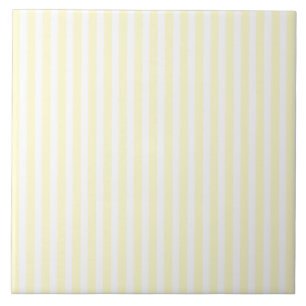 Pastel Lemon Yellow and White Stripes Bleek Geel Tegeltje
