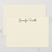 Pastel Lemon Yellow Mini Gingham Notitiekaartje (Voorkant / Achterkant)